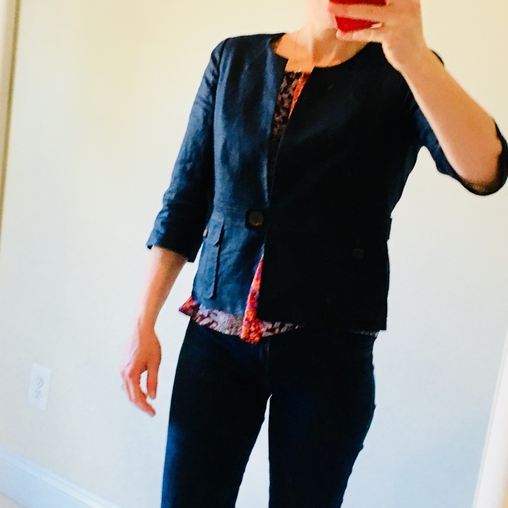 J-crew navy linen jacket